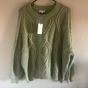 Tea n Rose Olive Green Cable Knit Sweater
